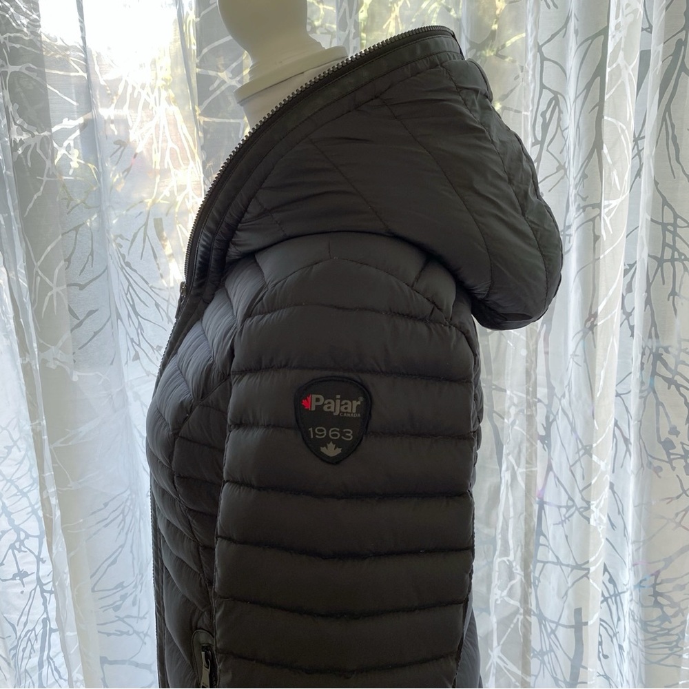 PAJAR CANADA cece black faux fur lined hood zip up long down feather jacket - Picture 6 of 13